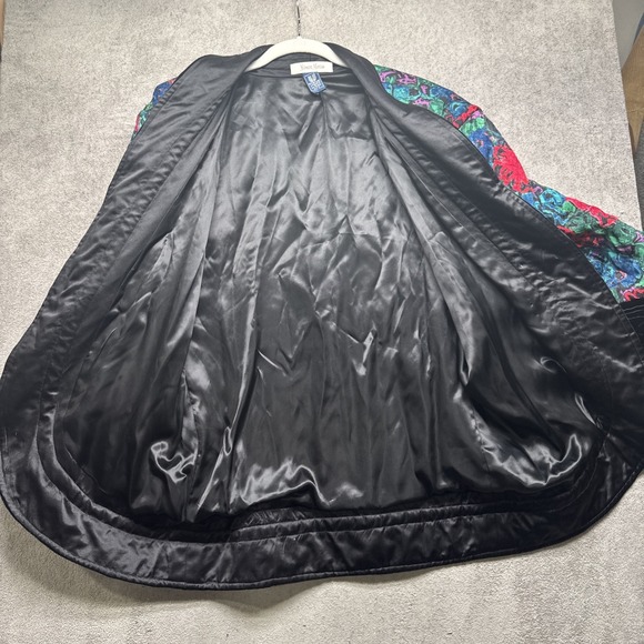 Emanuel Ungaro Quilted Floral Jacket Velvet Trim Paris Neiman Marcus Large - Picture 7 of 12